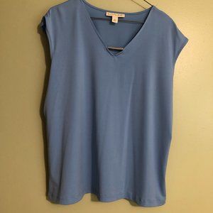 Emeline V-Neck Sleeveless Blouse, Light Blue, Size L